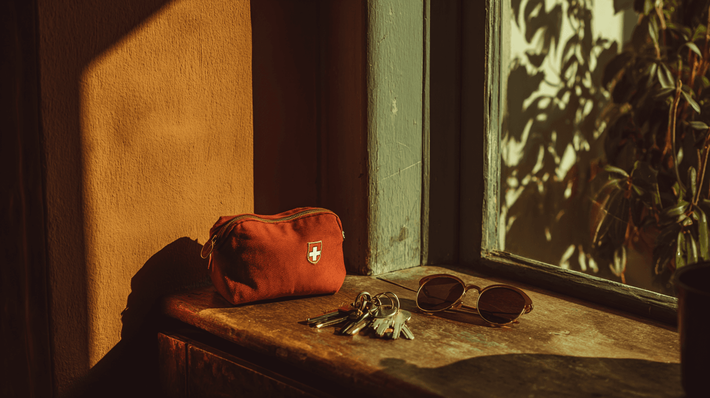 Naloxone nasal spray and information cards on a clean table with morning light