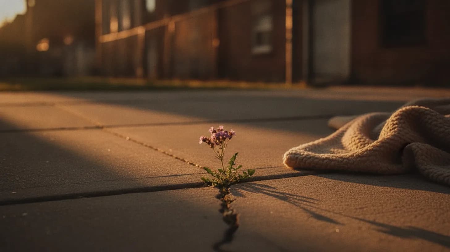 Warm morning light streaming through a window onto an empty chair, symbolizing the courage to show up and ask for help