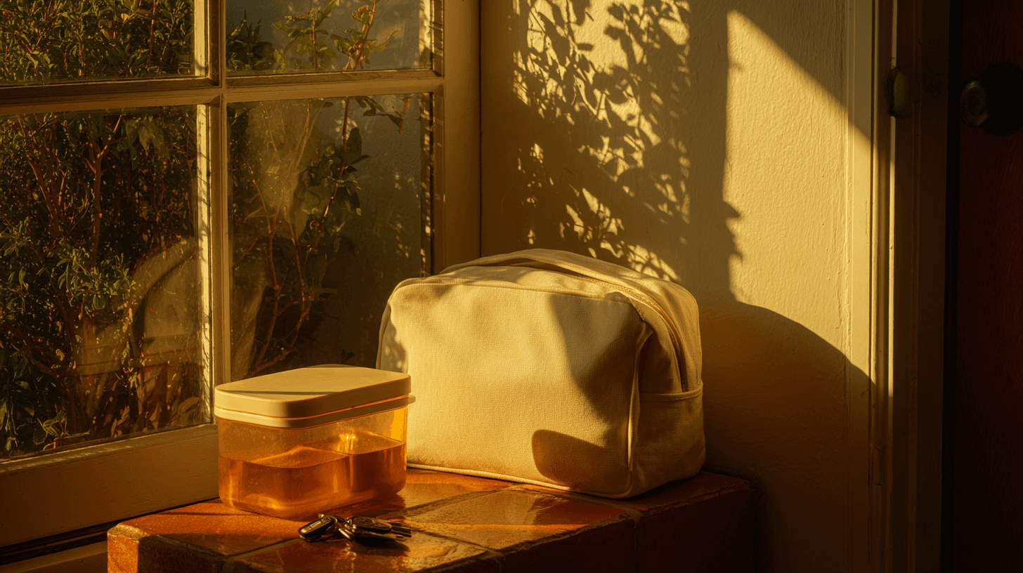 Sunlit desk with laptop, notebook, and coffee mug representing a fresh start at work