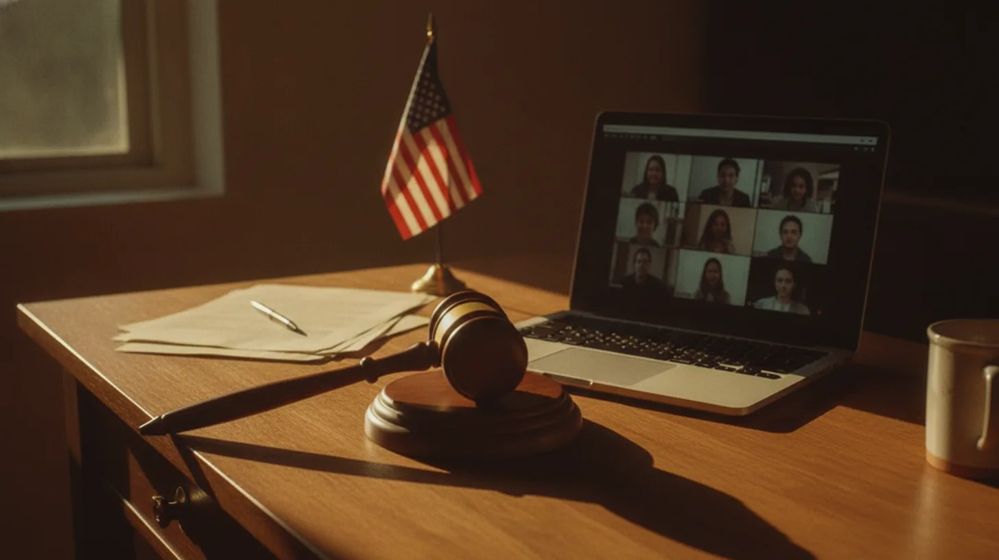 Laptop displaying a telehealth visit beside medical documents